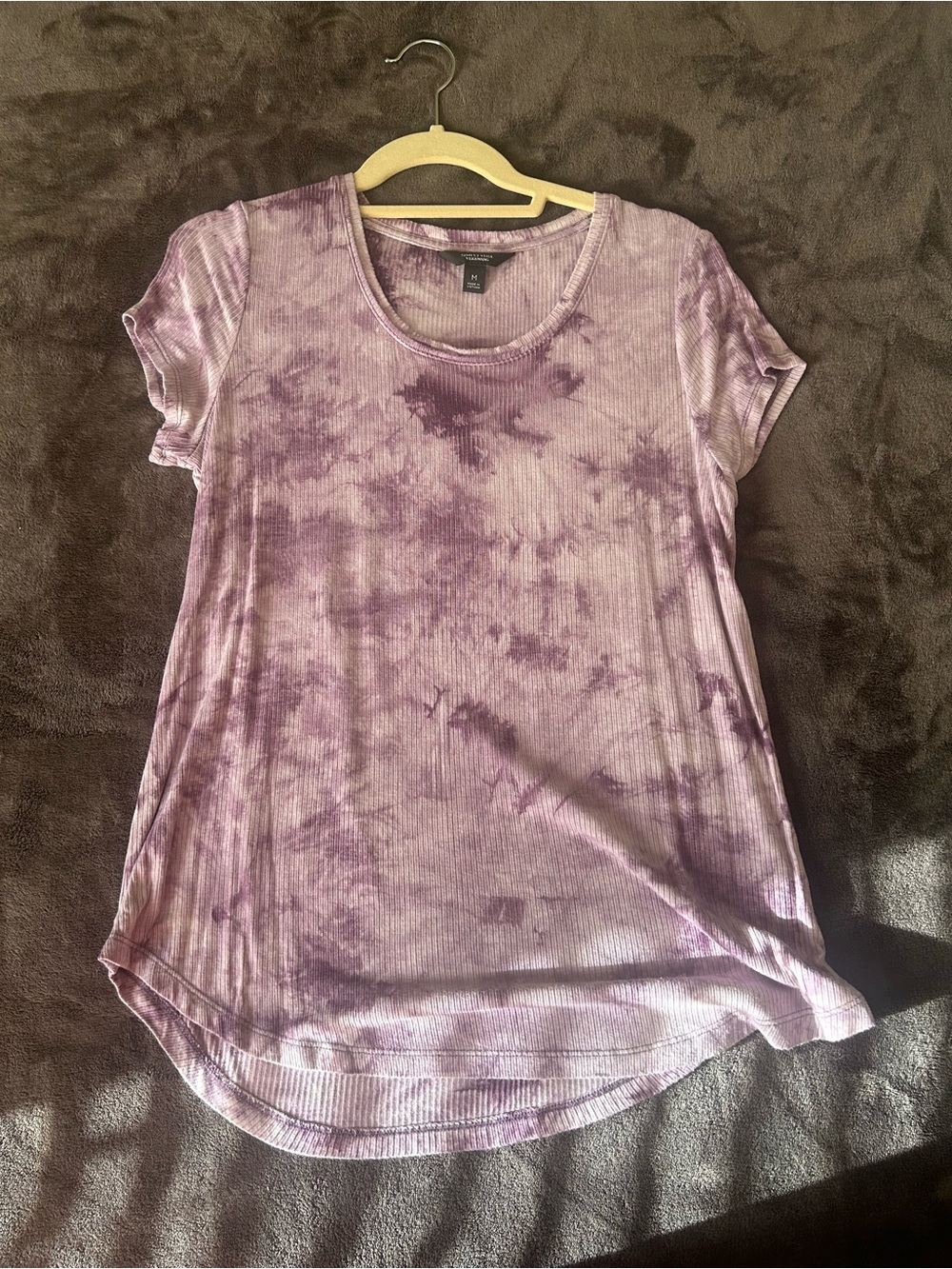 Simply Vera Vera Wang Lavender Tie-Dye Ribbed Short Sleeve Top